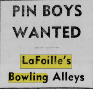 LaFoilles Bowling Alleys - Sep 1948 Ad For Pin Setters